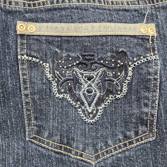 Village Jeans Womens 22 Blue Dark Wash High Rise Bootcut Stretch Denim Casual - Picture 6 of 16